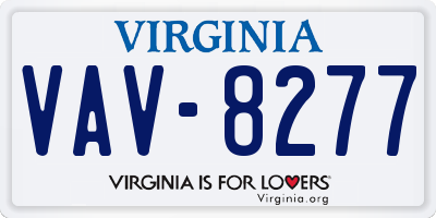VA license plate VAV8277