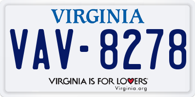 VA license plate VAV8278