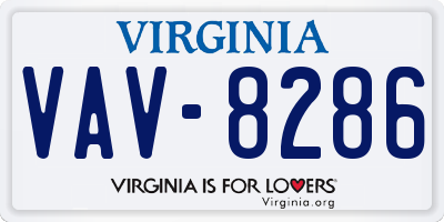 VA license plate VAV8286