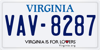 VA license plate VAV8287