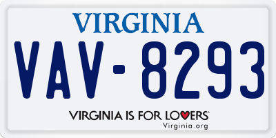 VA license plate VAV8293