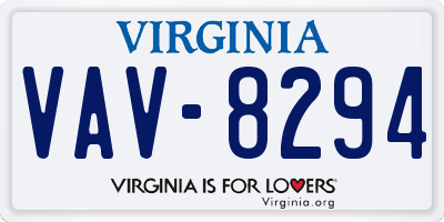 VA license plate VAV8294