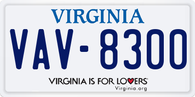 VA license plate VAV8300