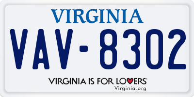 VA license plate VAV8302