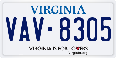 VA license plate VAV8305
