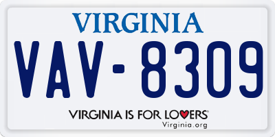 VA license plate VAV8309