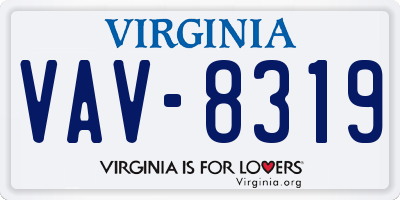 VA license plate VAV8319
