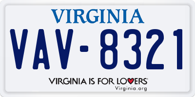 VA license plate VAV8321