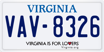 VA license plate VAV8326
