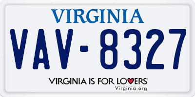 VA license plate VAV8327