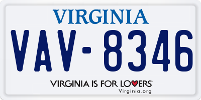 VA license plate VAV8346