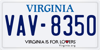 VA license plate VAV8350