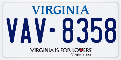 VA license plate VAV8358