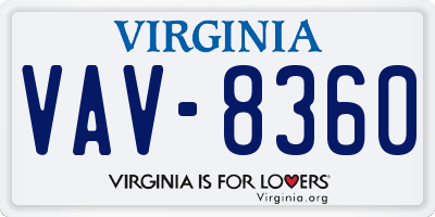 VA license plate VAV8360