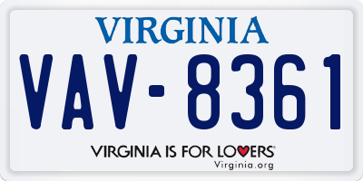 VA license plate VAV8361