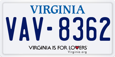 VA license plate VAV8362