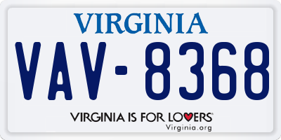 VA license plate VAV8368