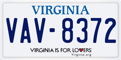 VA license plate VAV8372