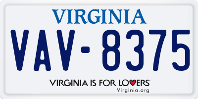 VA license plate VAV8375