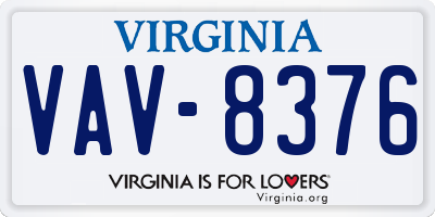 VA license plate VAV8376