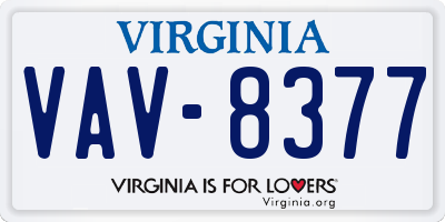 VA license plate VAV8377
