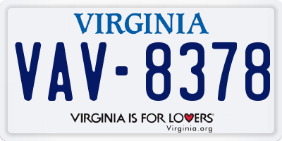 VA license plate VAV8378