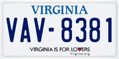 VA license plate VAV8381