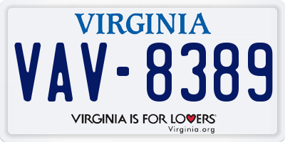 VA license plate VAV8389