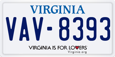 VA license plate VAV8393