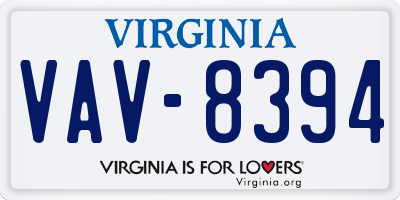 VA license plate VAV8394