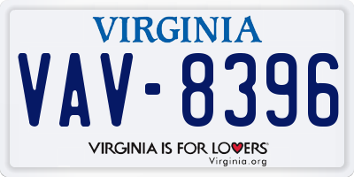 VA license plate VAV8396
