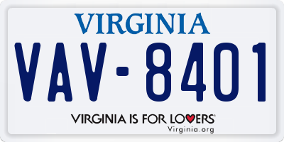 VA license plate VAV8401