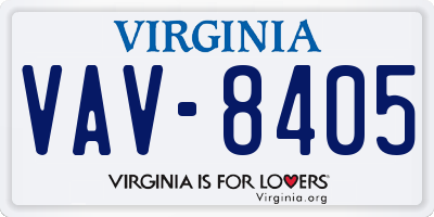 VA license plate VAV8405