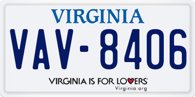 VA license plate VAV8406