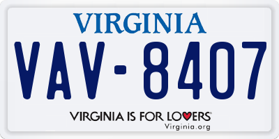 VA license plate VAV8407