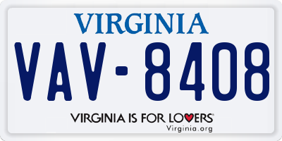 VA license plate VAV8408