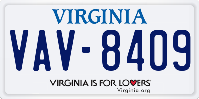 VA license plate VAV8409