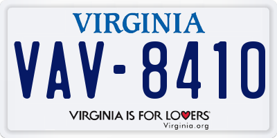 VA license plate VAV8410