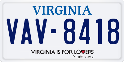 VA license plate VAV8418