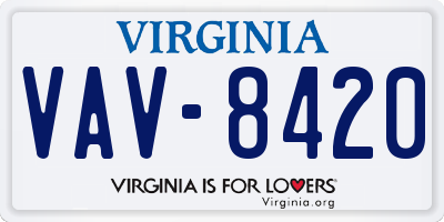 VA license plate VAV8420