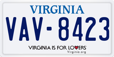 VA license plate VAV8423