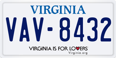 VA license plate VAV8432