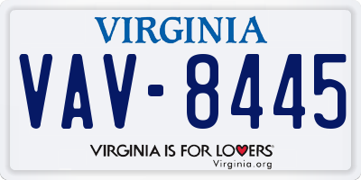 VA license plate VAV8445
