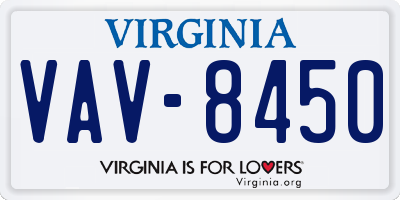VA license plate VAV8450