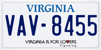 VA license plate VAV8455