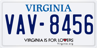 VA license plate VAV8456