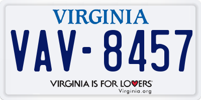 VA license plate VAV8457