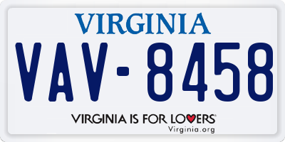 VA license plate VAV8458