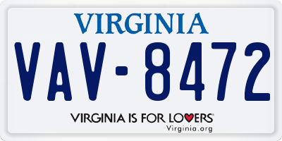 VA license plate VAV8472