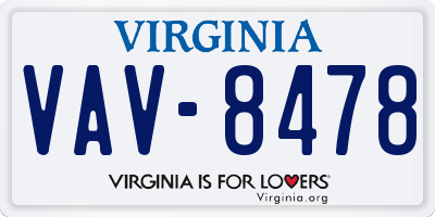VA license plate VAV8478